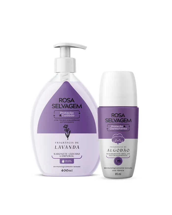 KIT SABONETE LÍQUIDO LAVANDA + DESODORANTE ALGODÃO