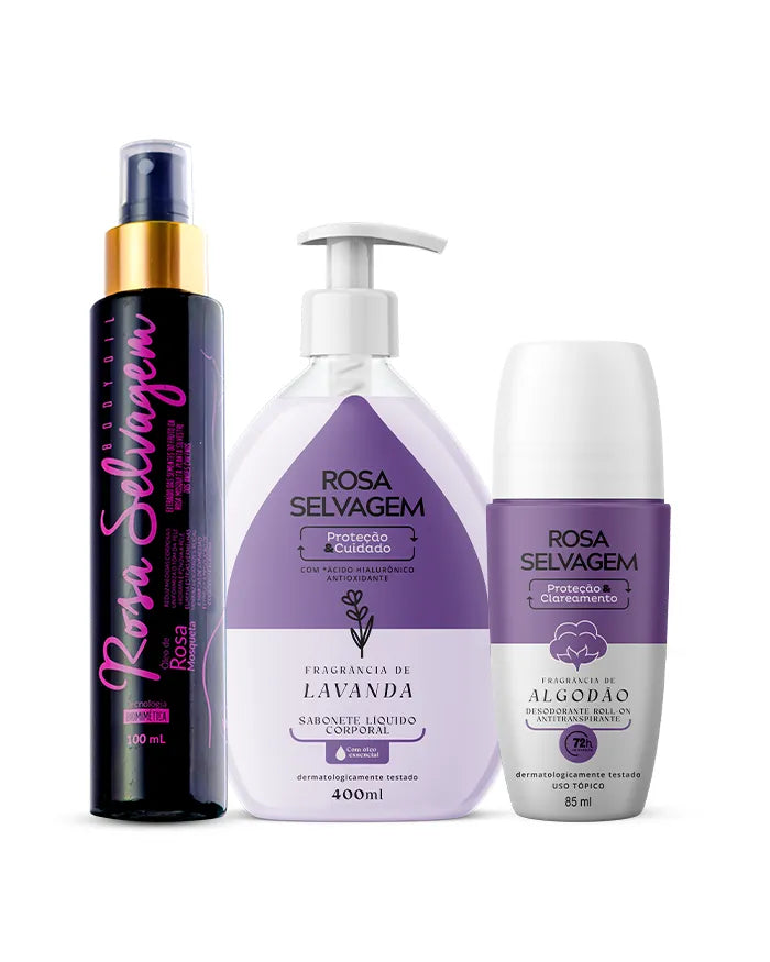 KIT SABONETE LAVANDA + OLEO + DESODORANTE ALGODÃO