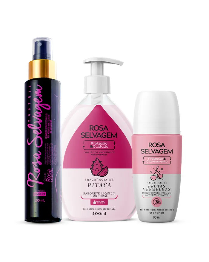 KIT SABONETE LÍQUIDO PITAYA + ÓLEO + DESODORANTE FRUTAS VERMELHAS
