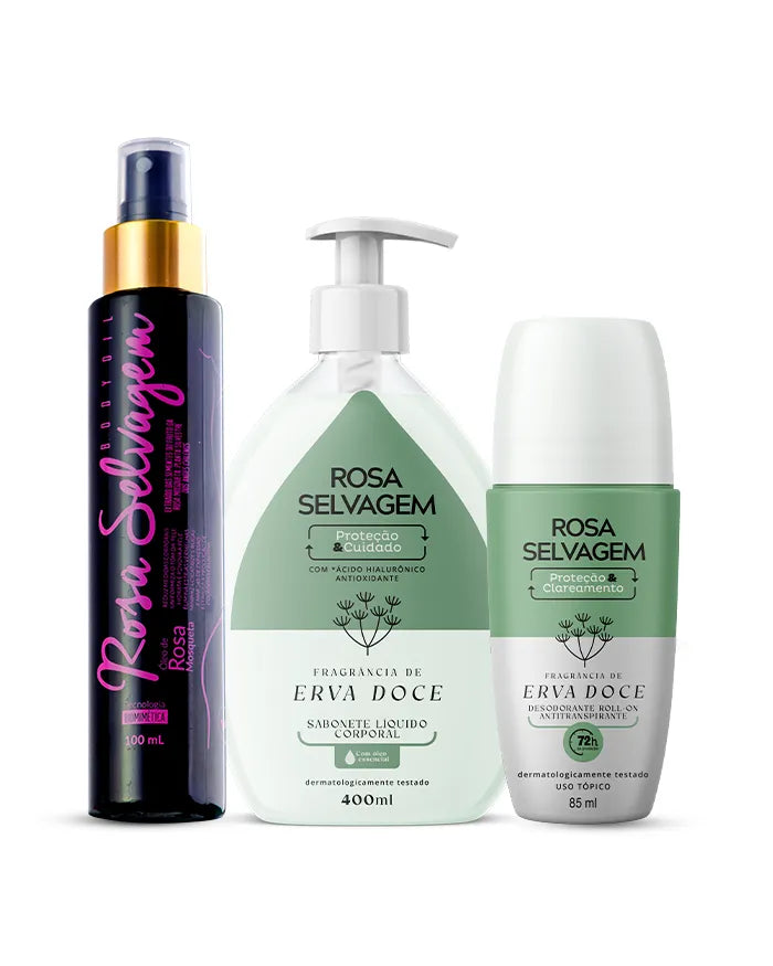 KIT SABONETE LÍQUIDO ERVA DOCE + ÓLEO + DESODORANTE ERVA DOCE