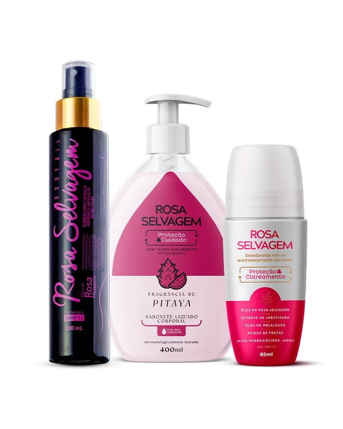 KIT SABONETE LÍQUIDO PITAYA + ÓLEO + DESODORANTE CLAREADOR