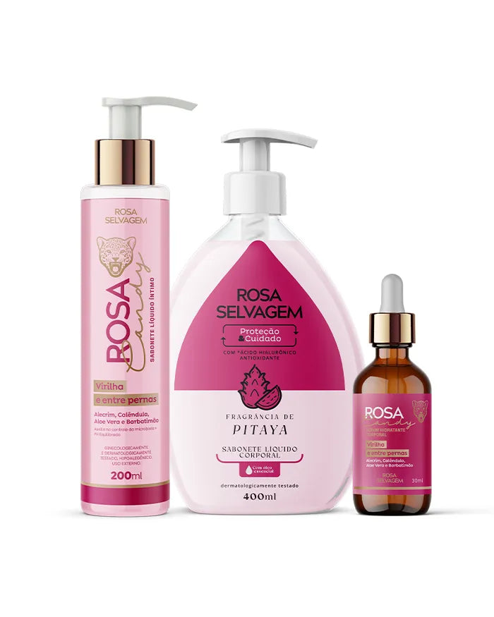 KIT SABONETE LÍQUIDO PITAYA + SABONETE INTIMO CANDY + SÉRUM CANDY